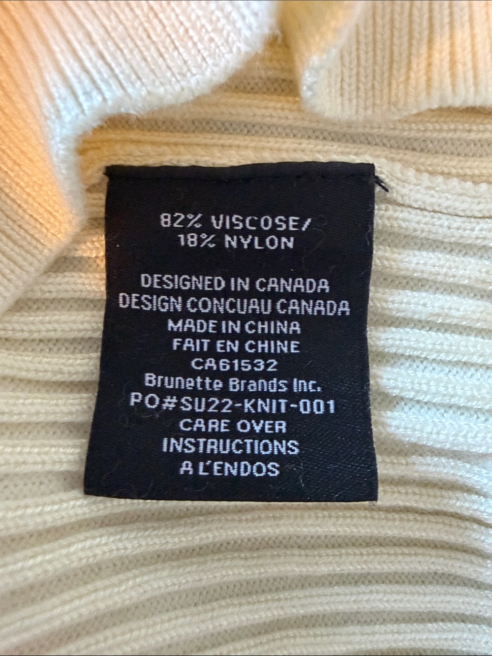 Brunette The Label Cream Ribbed Collared Sweater - Picture 8 of 11